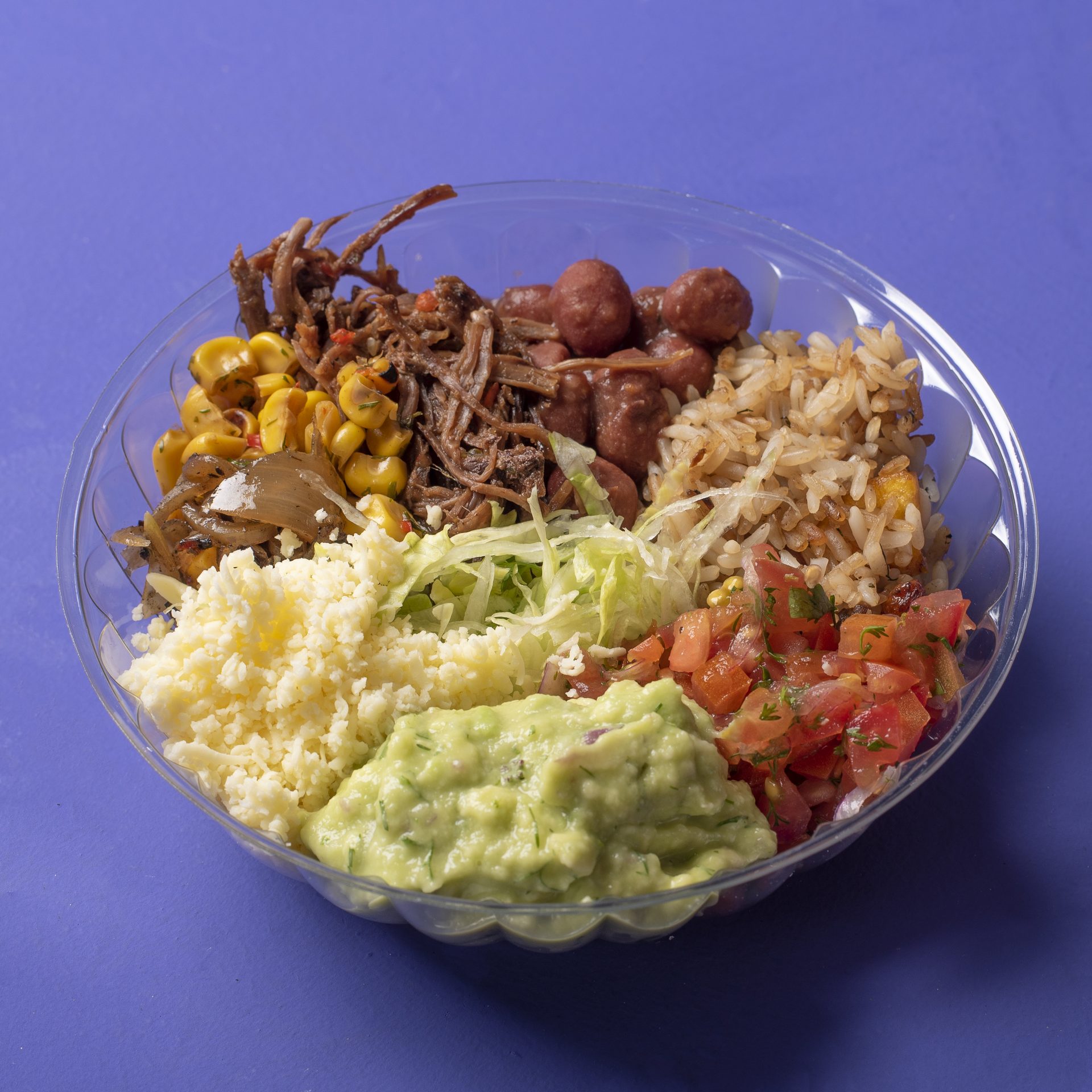 Bowl de One Burrito con guacamole y carne