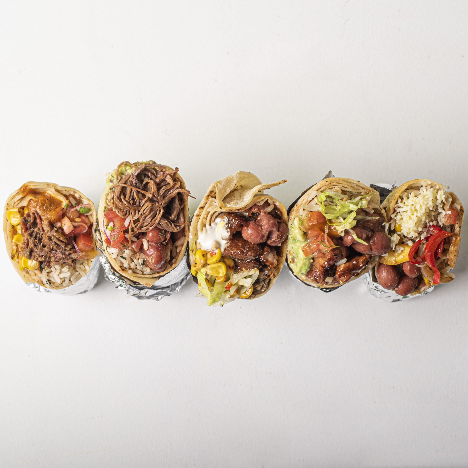 Cinco tacos en fila — promo tacos