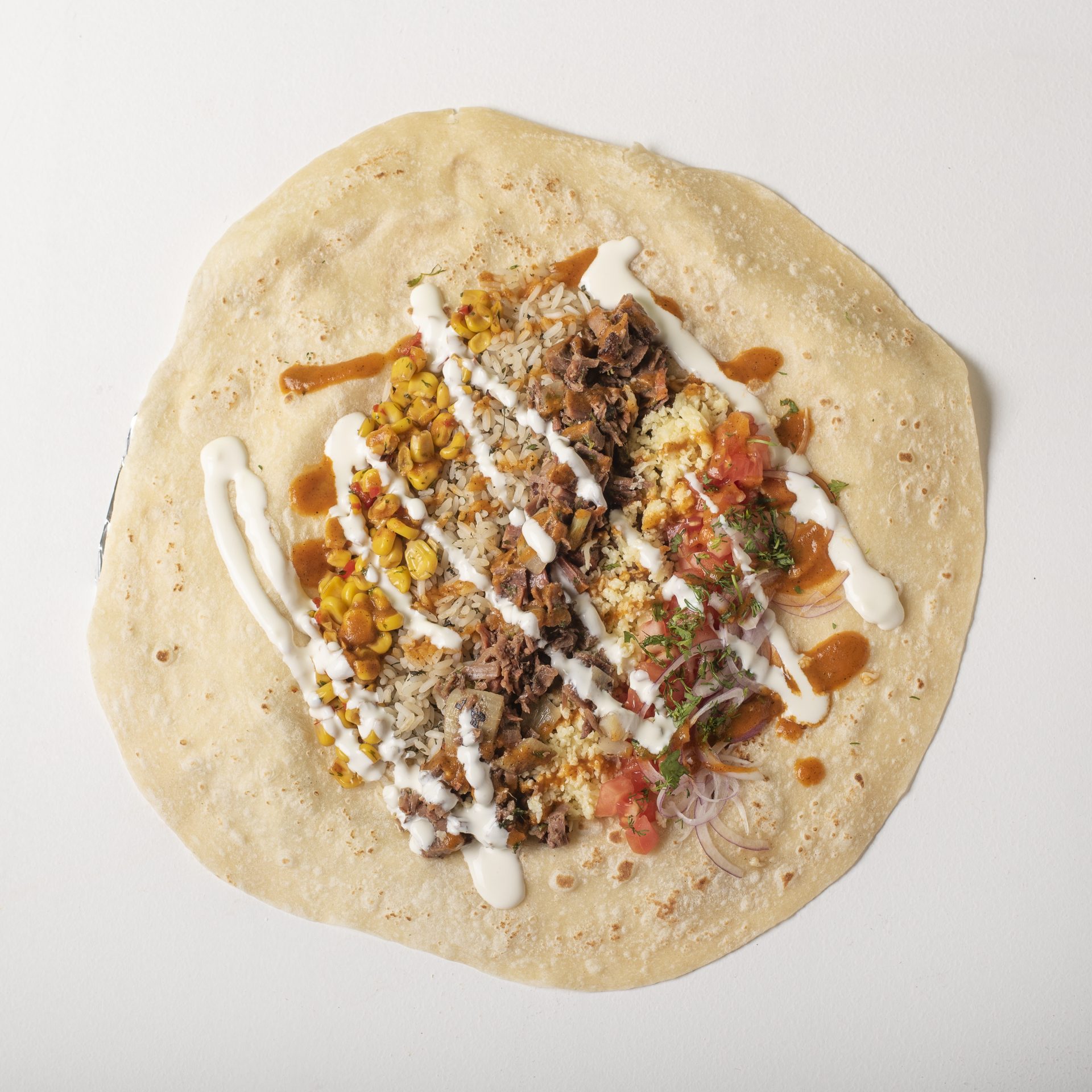 Quesadilla abierta con toppings